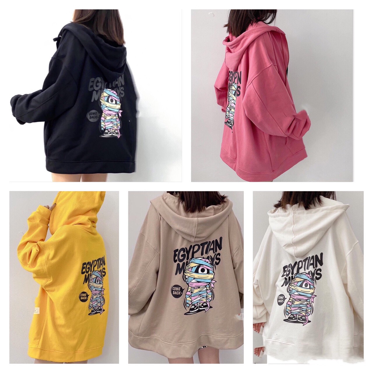 Áo Khoác Nữ Hoodie Bảo Bảo Store Chất Nỉ Có Dây Kéo Form Cực Rộng họa tiết, nhiều màu