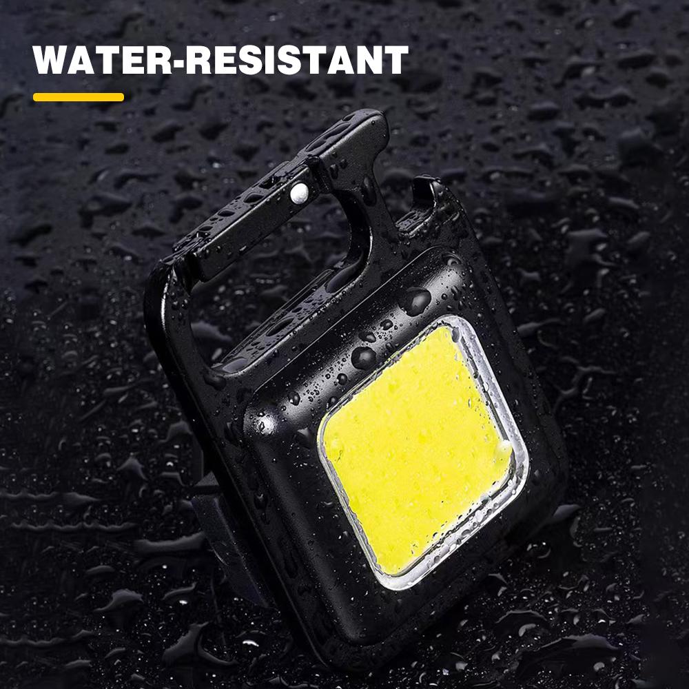 Portable Mini Flashlight USB Rechargeable LED Work Light Keychain Light Lamp with Bottle Opener for Outdoor Emergency Camping Hiking Fishing