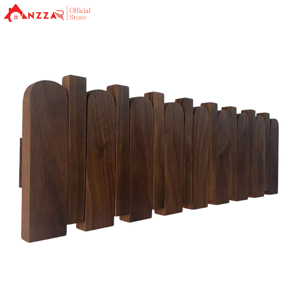 Móc gỗ treo tường gỗ óc chó cao cấp Anzzar, móc treo quần áo, phụ kiện, giá gỗ treo quần áo-MT07