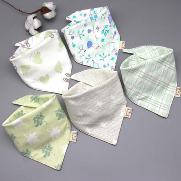 Set 5 khăn yếm tam giác cotton 3 lớp ngộ nghĩnh giữ ấm cổ cho bé trai bé gái
