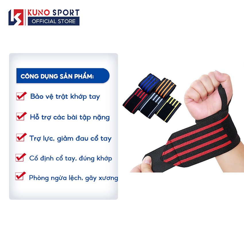 Băng quấn cổ tay KUNOSPORT bảo vệ trật khớp tay thể thao, băng quấn cổ tay xỏ ngón - KN16
