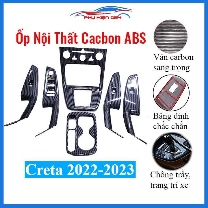 Ốp nội thất cho xe ô tô Creta 2022-2023 vân cacbon nhựa ABS bảo vệ chống trầy xước và làm đẹp xe