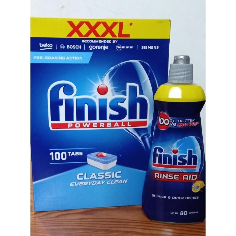 Combo Nước làm bóng 750ml Finish + Viên rửa bát Finish Classic 85 viên