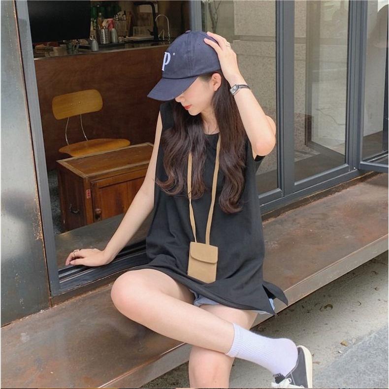 Áo Tanktop Nữ Trơn Trùm Mông Dáng Rộng