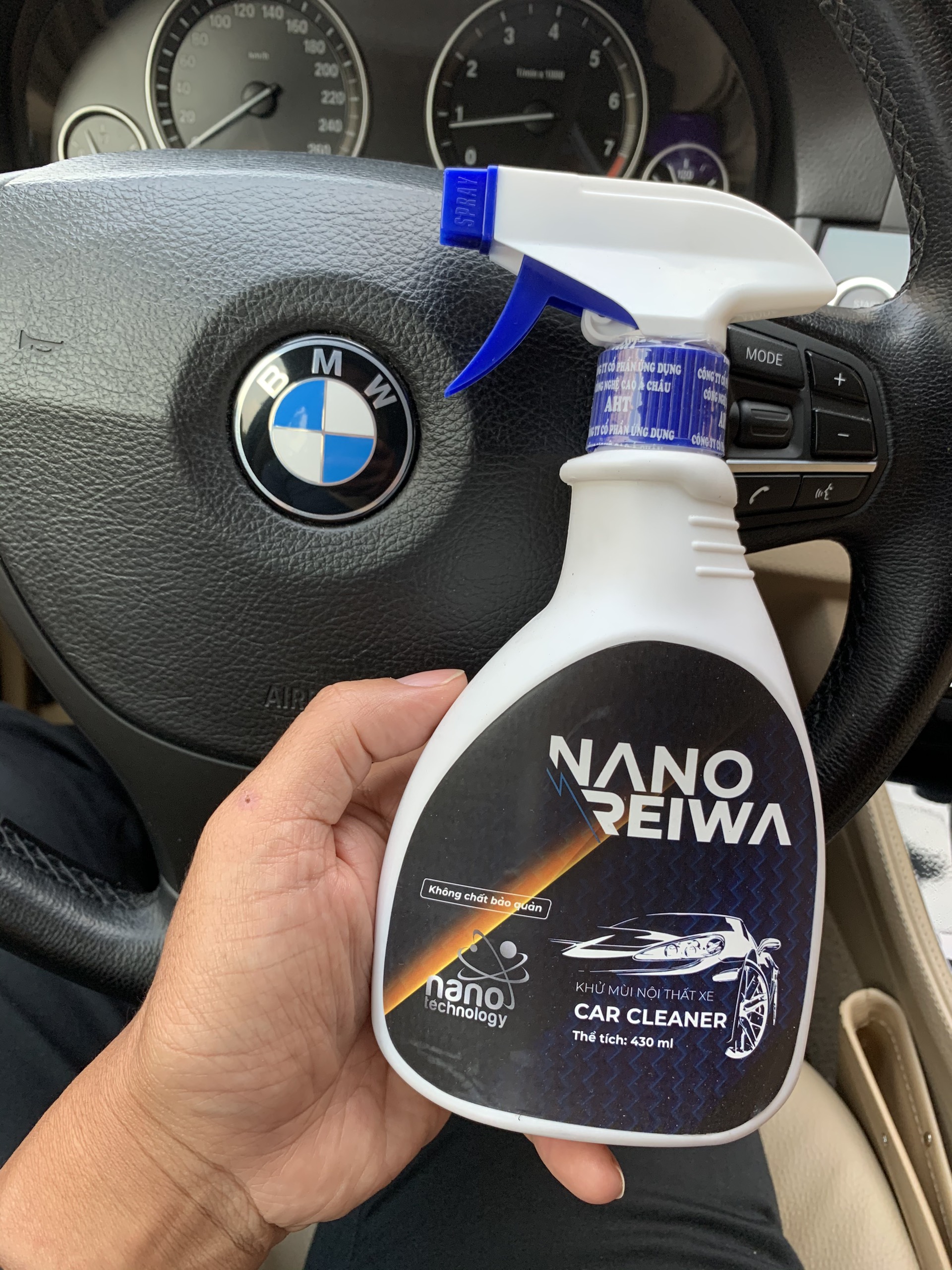 Chai xịt diệt khuẩn khử mùi ô tô xe khách bằng nano bạc Nano Reiwa 430ml hương bạc hà dịu nhẹ, được chứng nhận viện Pasteur an toàn cho trẻ em - Hàng chính hãng