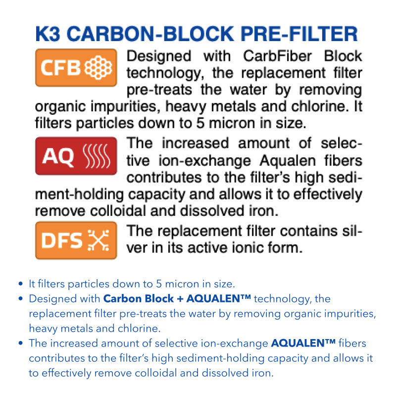 Lõi Lọc Nước AQUAPHOR K3 Thay Cho Máy Lọc Nước AQUAPHOR CRYSTAL H, ECO, ECO H - Hàng Chính Hãng