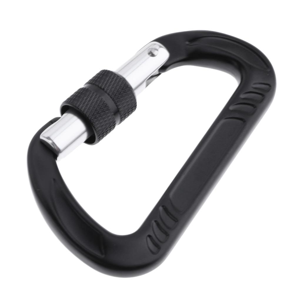 Zinc Alloy Climbing Carabiner, D-Shaped Locking Climbing Hook Screwgate Clip Quickdraw Outdoor Sport Tools