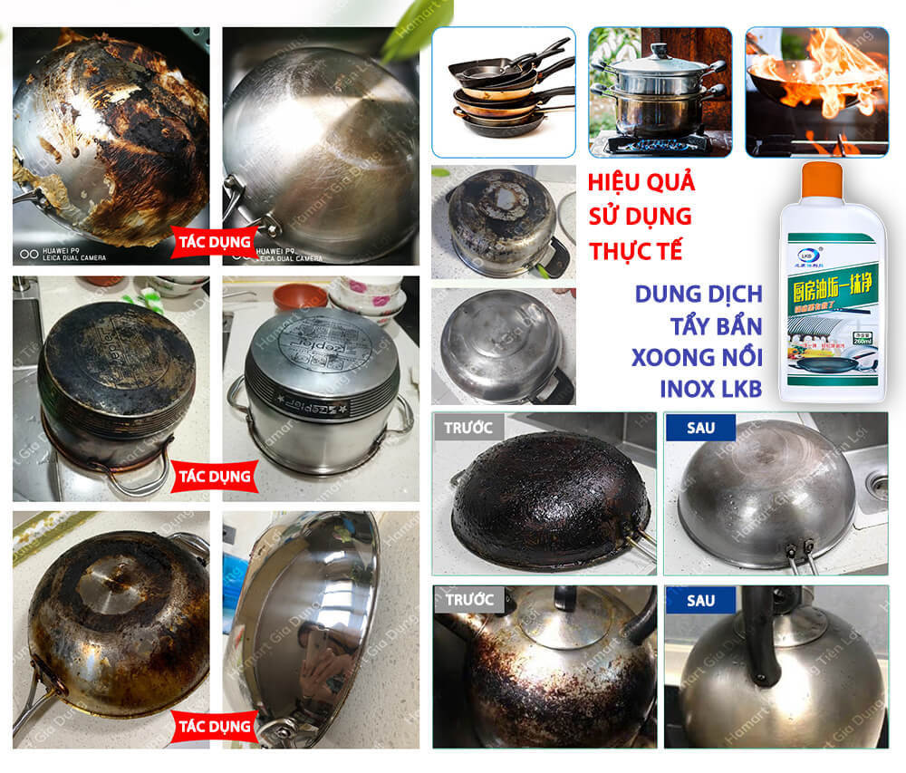 Dung Dịch Tẩy Cặn Đen Đáy Nồi Chảo LKB Chai 260ml Vệ Sinh Nhà Bếp Đa Năng Hiệu Quả Tiện Lợi
