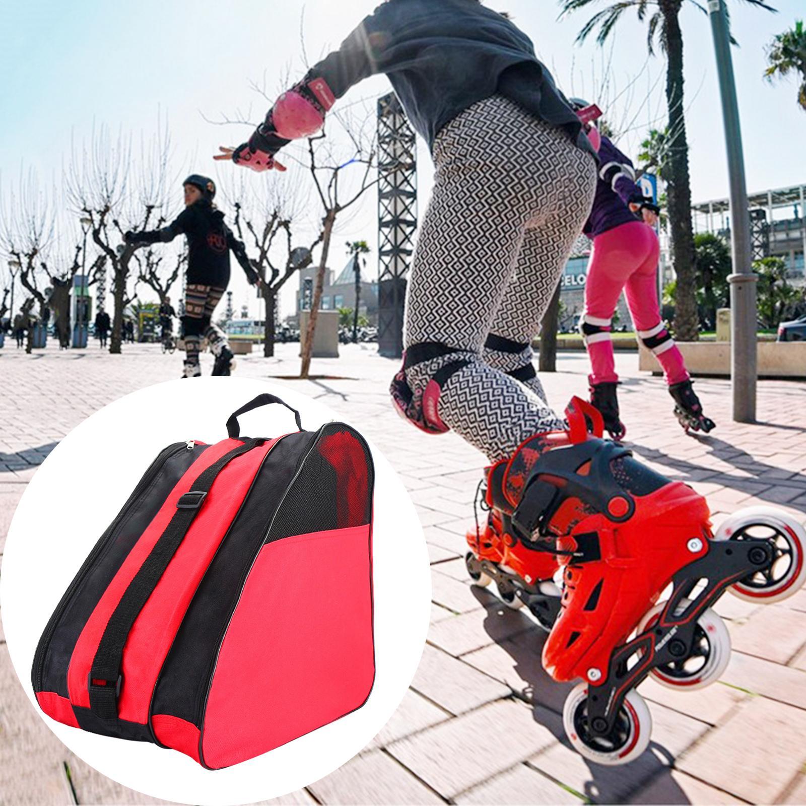 Roller Skates Bag Shoulder Strap Kids Shoulder Bag Skating Sports Red
