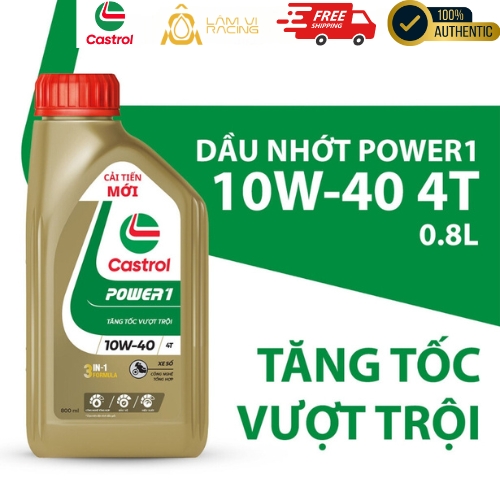 Dầu nhớt xe số Castrol POWER1 4T 10W-40 Loại 0.8L/1L - Hàng Chính Hãng
