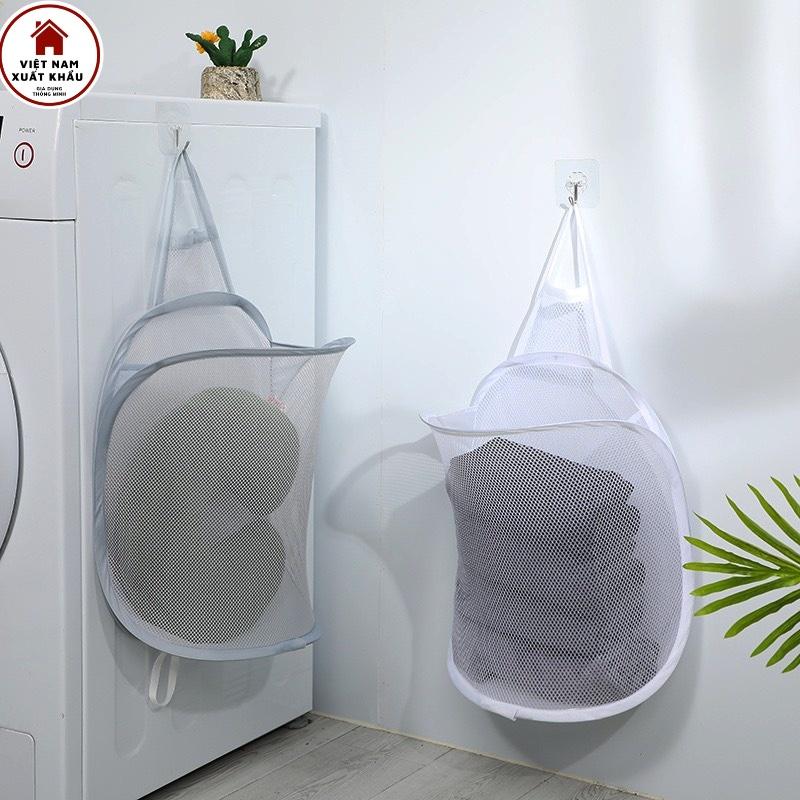 Giỏ Đựng Quần Áo Polyester Siêu Dai Gấp Gọn Treo Tường Tiện Lợi