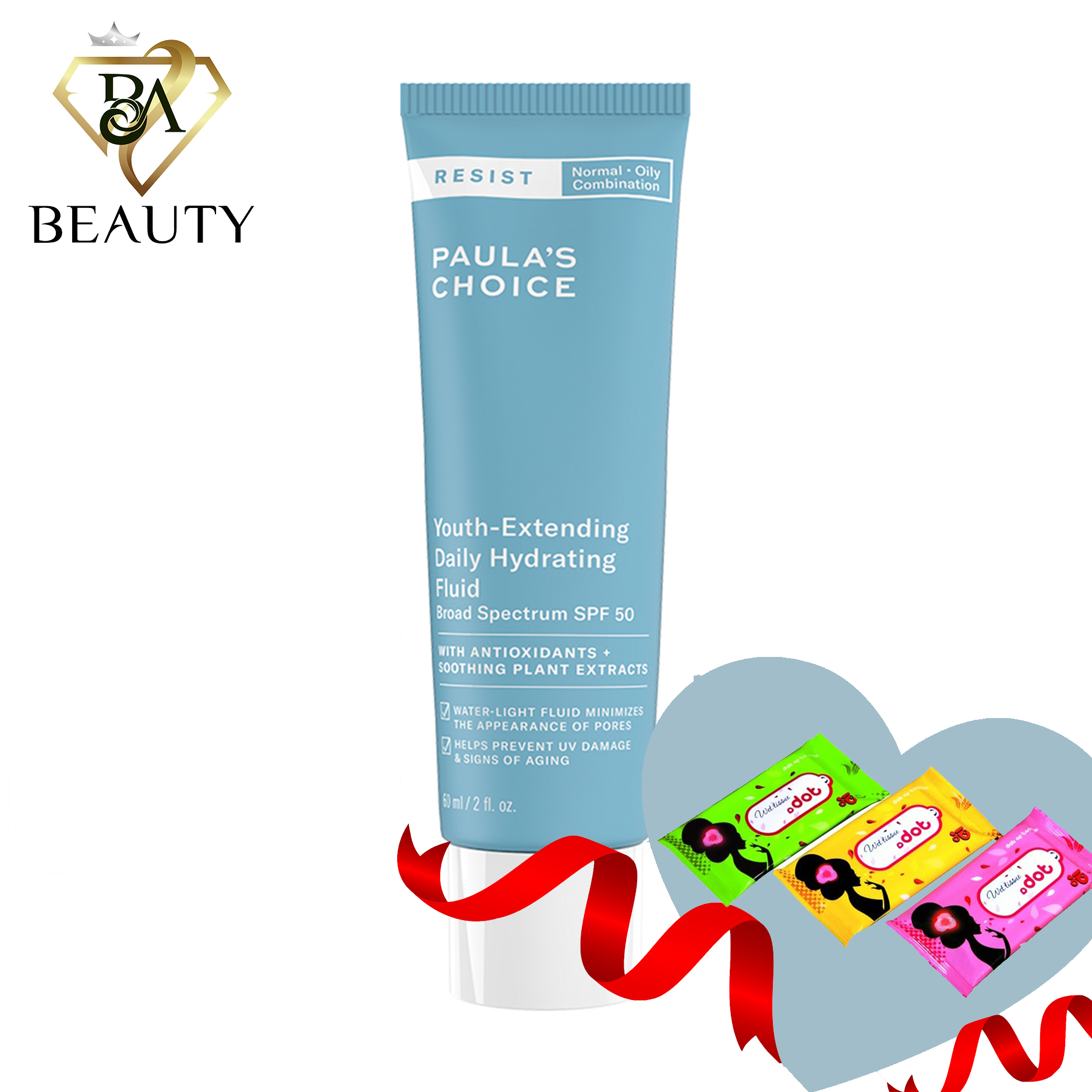 Kem dưỡng ngày siêu nhẹ chống lão hóa Paula's Choice Resist Youth Extending Daily Hydrating Fluid Broad Spectrum SPF 50 60ml