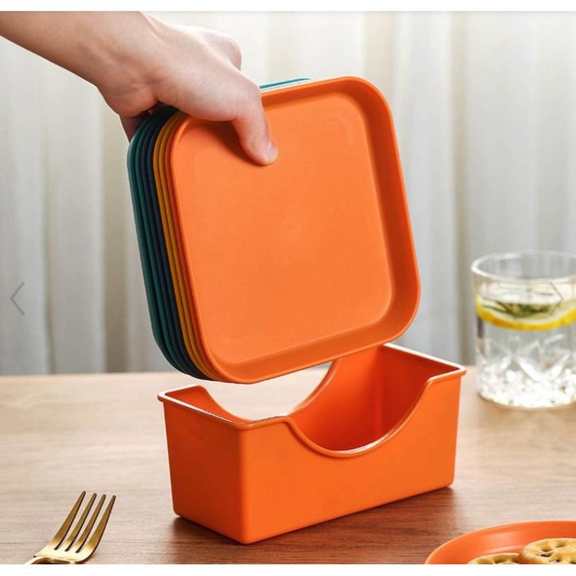 Đĩa lúa mạch vuông tròn size to sâu lòng combo 8 đĩa lúa mạch đựng trái cây hoa quả cao cấp