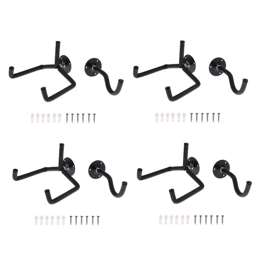 4x Metal Horizontal Guitar Bass Banjo Wall Hanger Stand Slatwall DIY Black