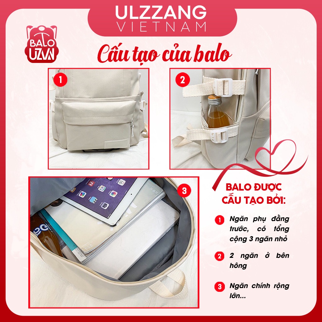 Balo nữ đi học thời trang Ulzzang Hàn Quốc, cặp sách đẹp hàng cao cấp dễ thương, túi xách học sinh chống nước.