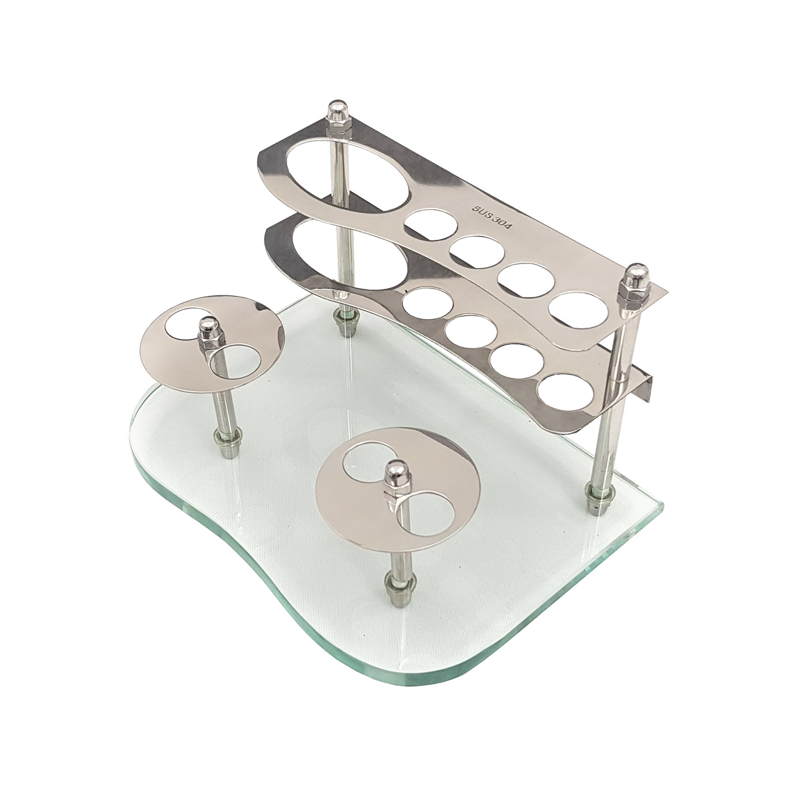 Kệ bàn chải đế kính cường lực 2 ly úp - INOX 304