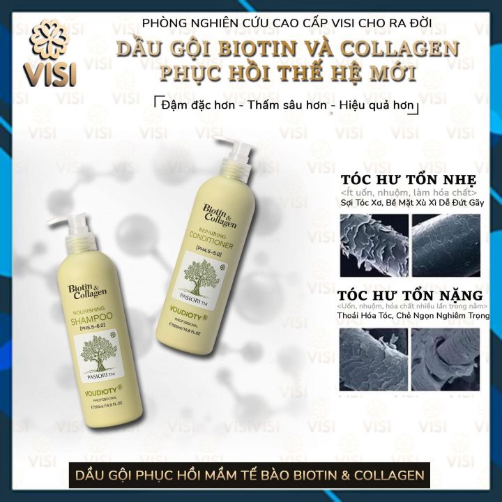 BỘ DẦU GỘI XẢ VOUDIOTY NOURISHING BIOTIN &amp; COLLAGEN XANH LÁ NEW 2022 NGĂN GÃY RỤNG CHO TÓC DẦU NHỜN 500ML*2 (BỘ NHỎ)