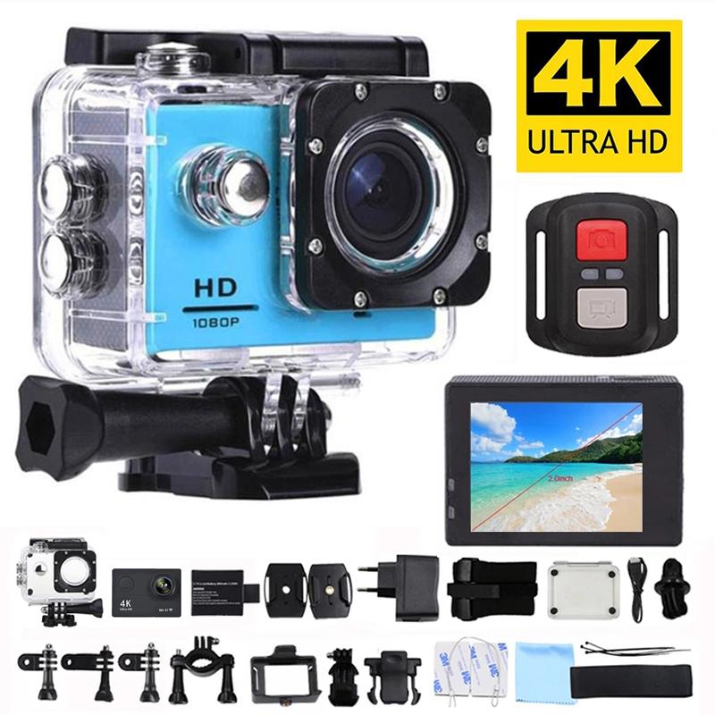 4K HD Action Camera WiFi 2.0-inch Screen 30FPS 170D Waterproof Helmet Cameras Remote Control Mini Sports Camera Video Camcorder