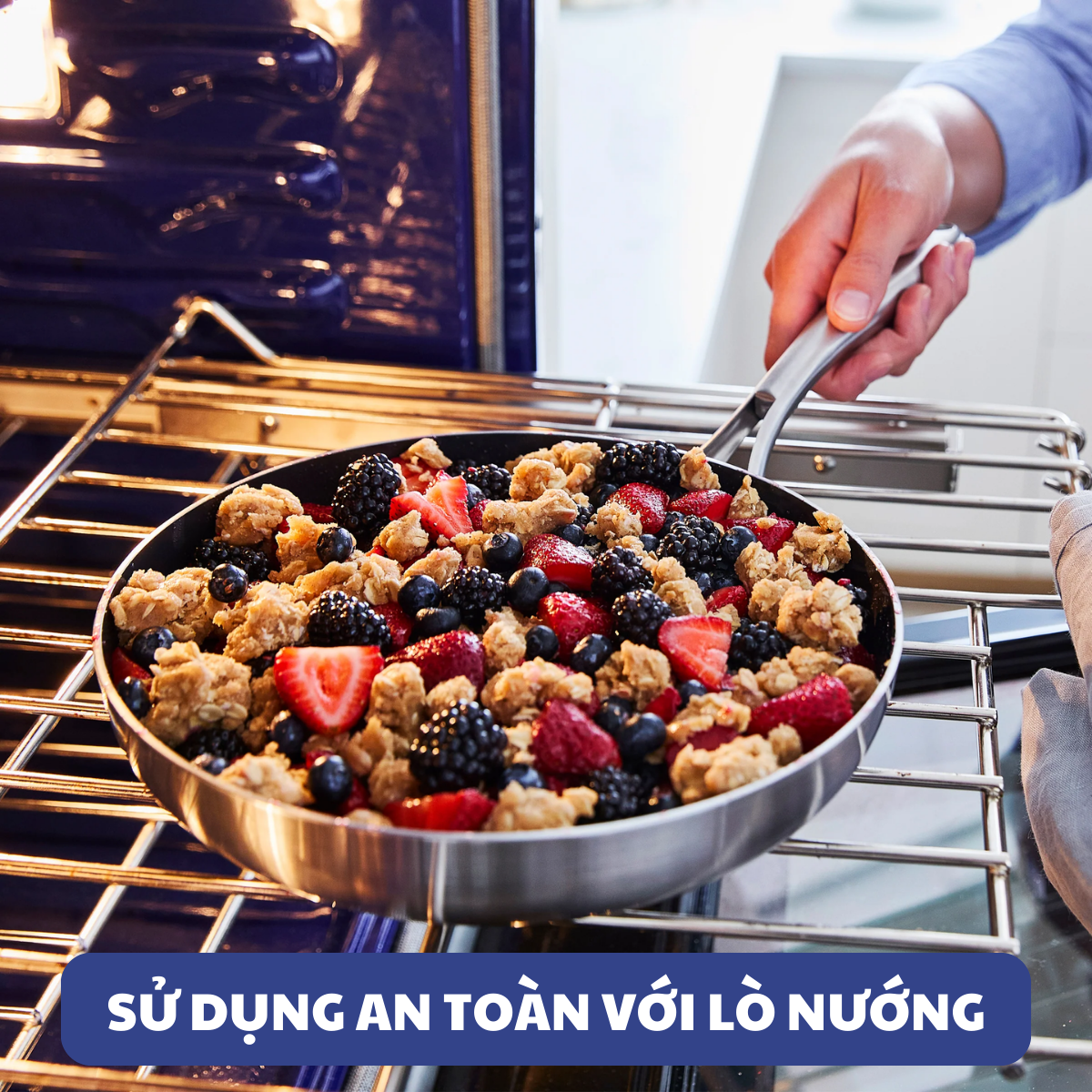 Quánh chống dính thép phủ tinh thể kim cương cao cấp Blue Diamond 20cm có nắp kính