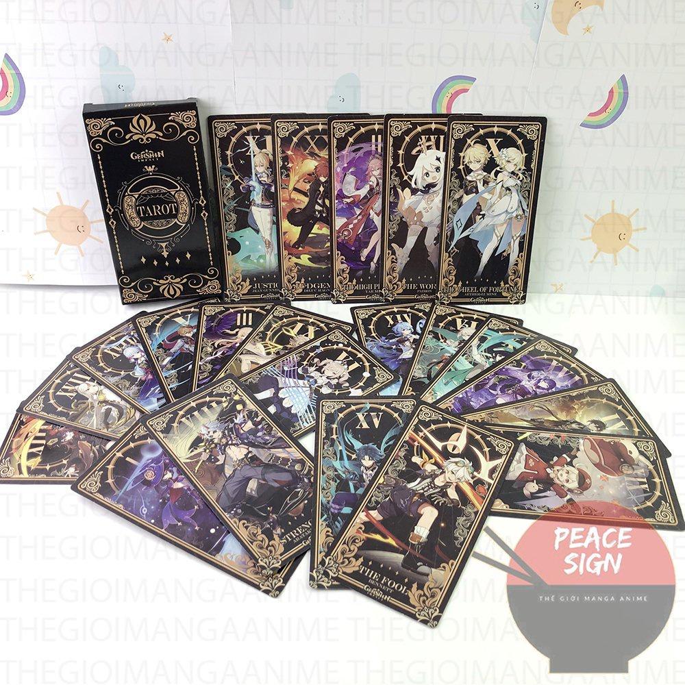 Hộp thẻ bài tarot Genshin Impact Kimetsu no Yaiba in hình Zhongli Yae Ganyu Ayaka Tanjiro Nezuko anime game chibi