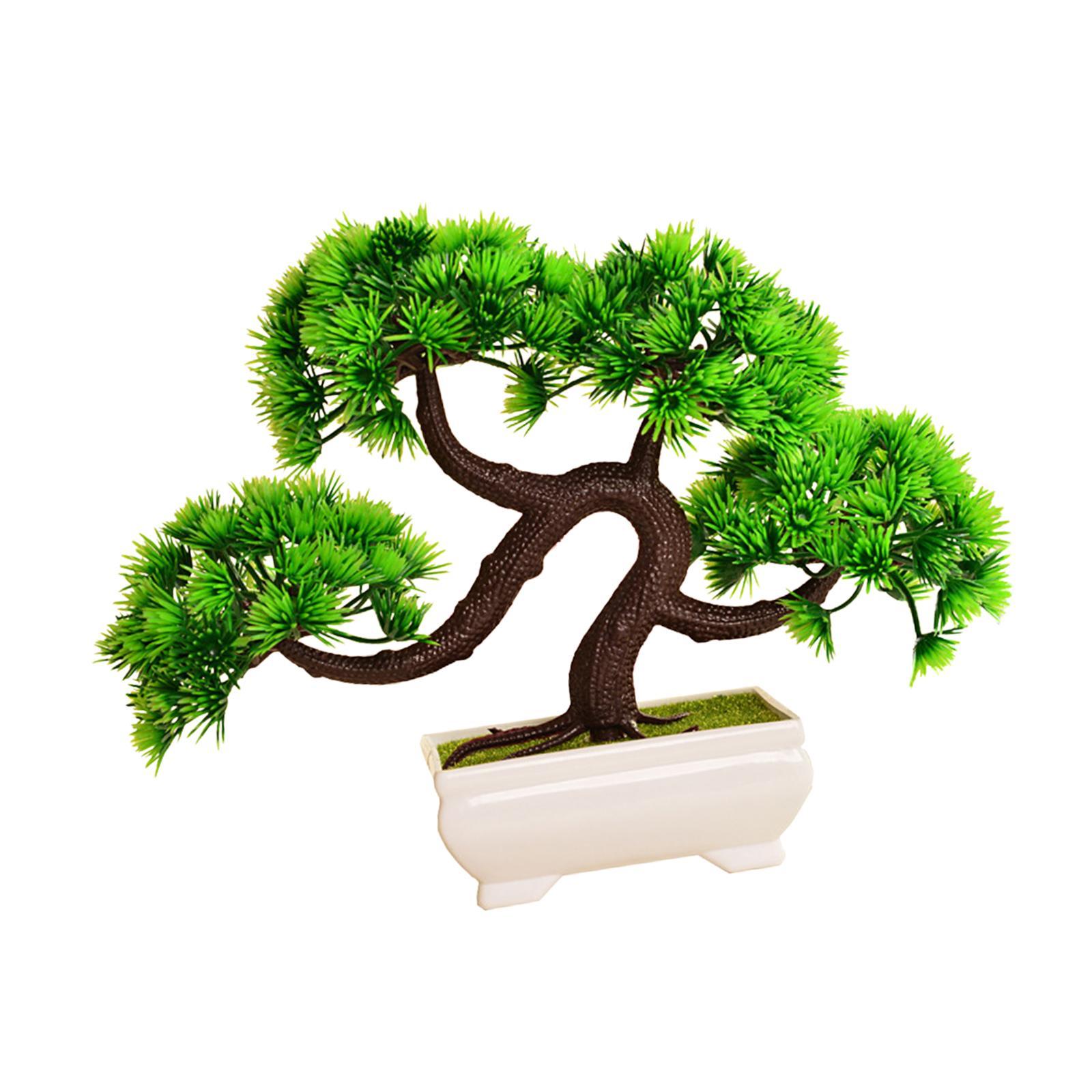 Artificial Bonsai Tree Greenery Faux Potted Plant for Home Office Table