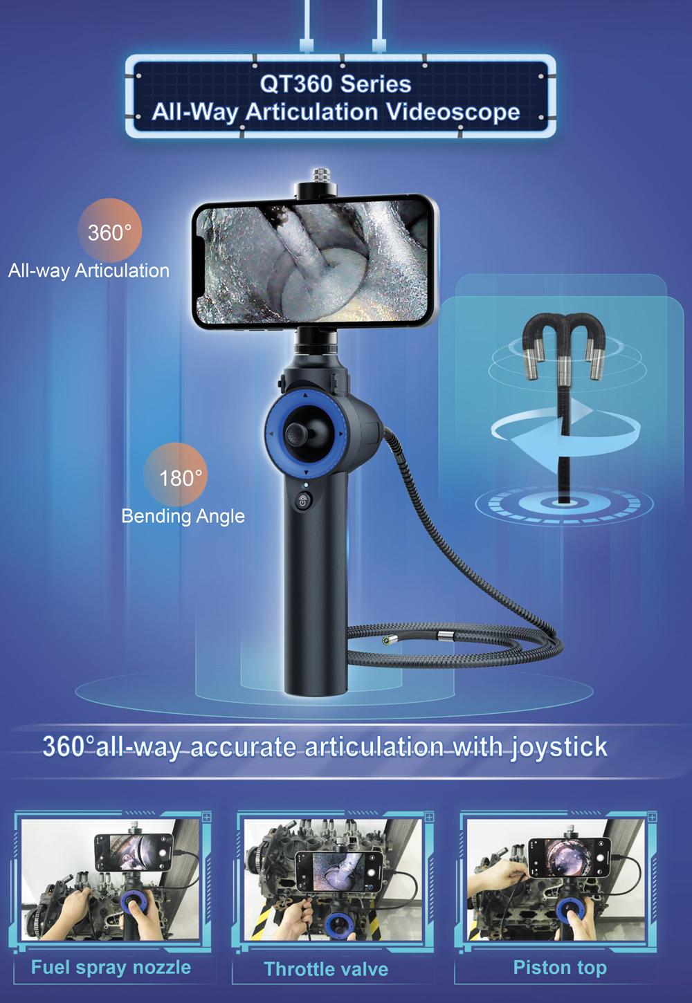 HD 6MM Camera Nội Soi Lái 360 Độ Công Nghiệp Nội Soi Borescope Camera Kiểm Tra Ô Tô Với 8 Đèn LED Cho iPhone Android
