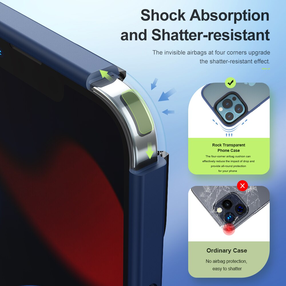 Ốp lưng chống sốc viền cao su cho iPhone 14 Pro thiết kế mặt lưng trong suốt Hiệu Rock hybrid tective Case - hàng nhập khẩu
