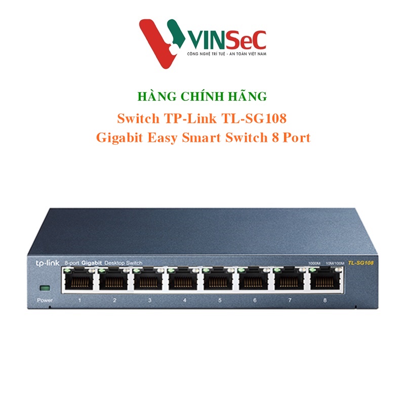 Switch TP-Link TL-SG108 Gigabit Hàng Chính Hãng - 8 cổng RJ45 10/100/1000Mbps, Vỏ Kim Loại