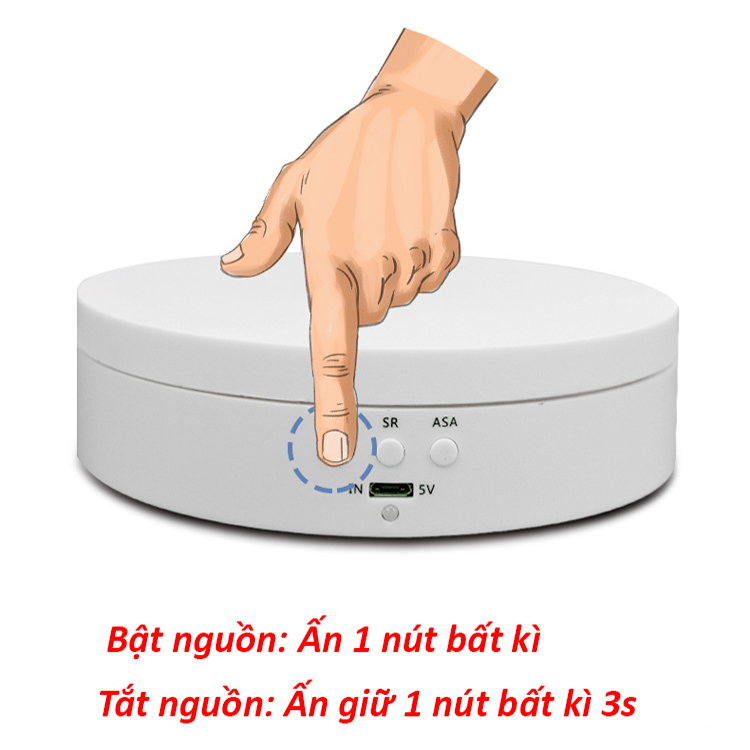 Bàn Xoay Sản Phẩm 360 Độ Cắm Nguồn USB + Pin Sạc Đường Kính 13,8cm Tải 3KG, Đế Xoay Trưng Bày Sản Phẩm Chỉnh Đa Tốc Độ