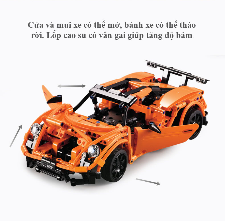 Bộ Đồ Chơi Xếp Hình Điều Khiển Từ Xa BABYBOSS Siêu Xe Porsche 918 Spyder 421 Chi Tiết - Hàng Chính Hãng