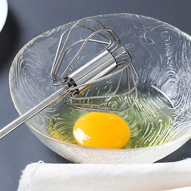 Semi-automatic Mixer Egg Beater Manual Self Turning Stainless Steel Whisk Hand Blender Egg Cream Stirring Kitchen Tools