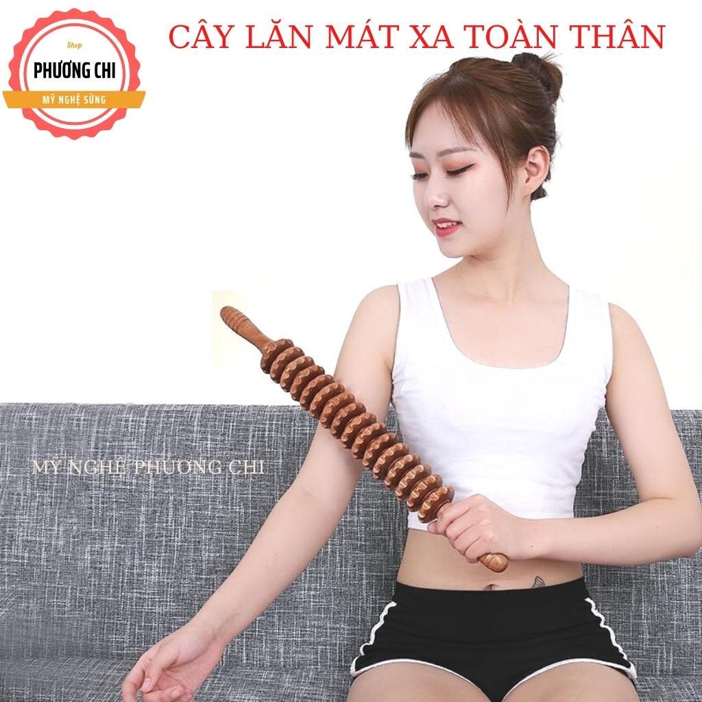 Cây lăn massage toàn thân 9 bánh gai đa năng làm từ gỗ thơm tự nhiên