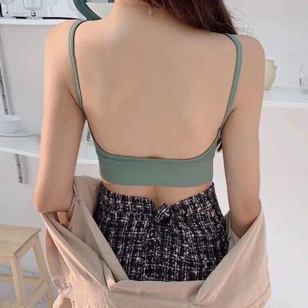 Áo bra gân khoét chữ U xẻ ngực