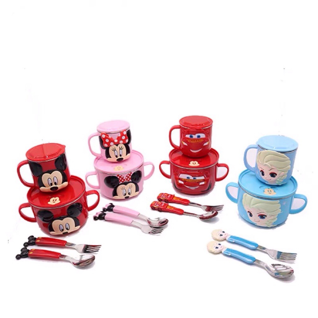 Set ăn uống 4 món hình Minnie nổi 3D siêu cute dành cho các bé