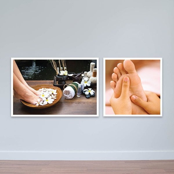 Tranh treo phòng Massage &quot;Foot Massage&quot; | Tranh treo Spa W2253 Canvas có viền