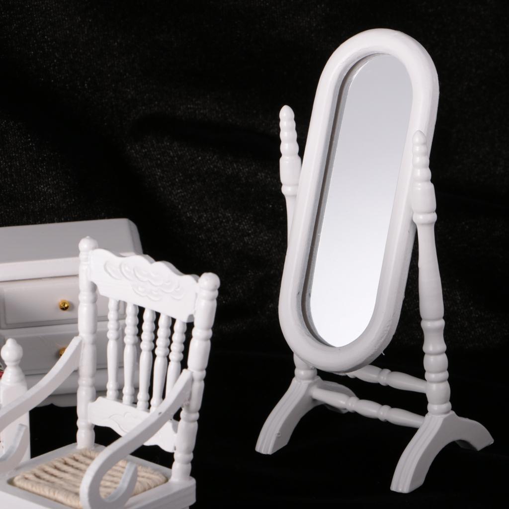 Miniature Wooden Bed Chair Cabinet Model for 1/12 Dolls House Bedroom Decor