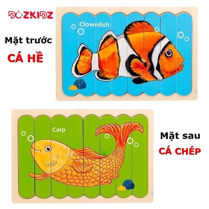 Đồ chơi gỗ ghép hình - Tranh ghép hình que 2 mặt bằng gỗ - DOZKIDZ