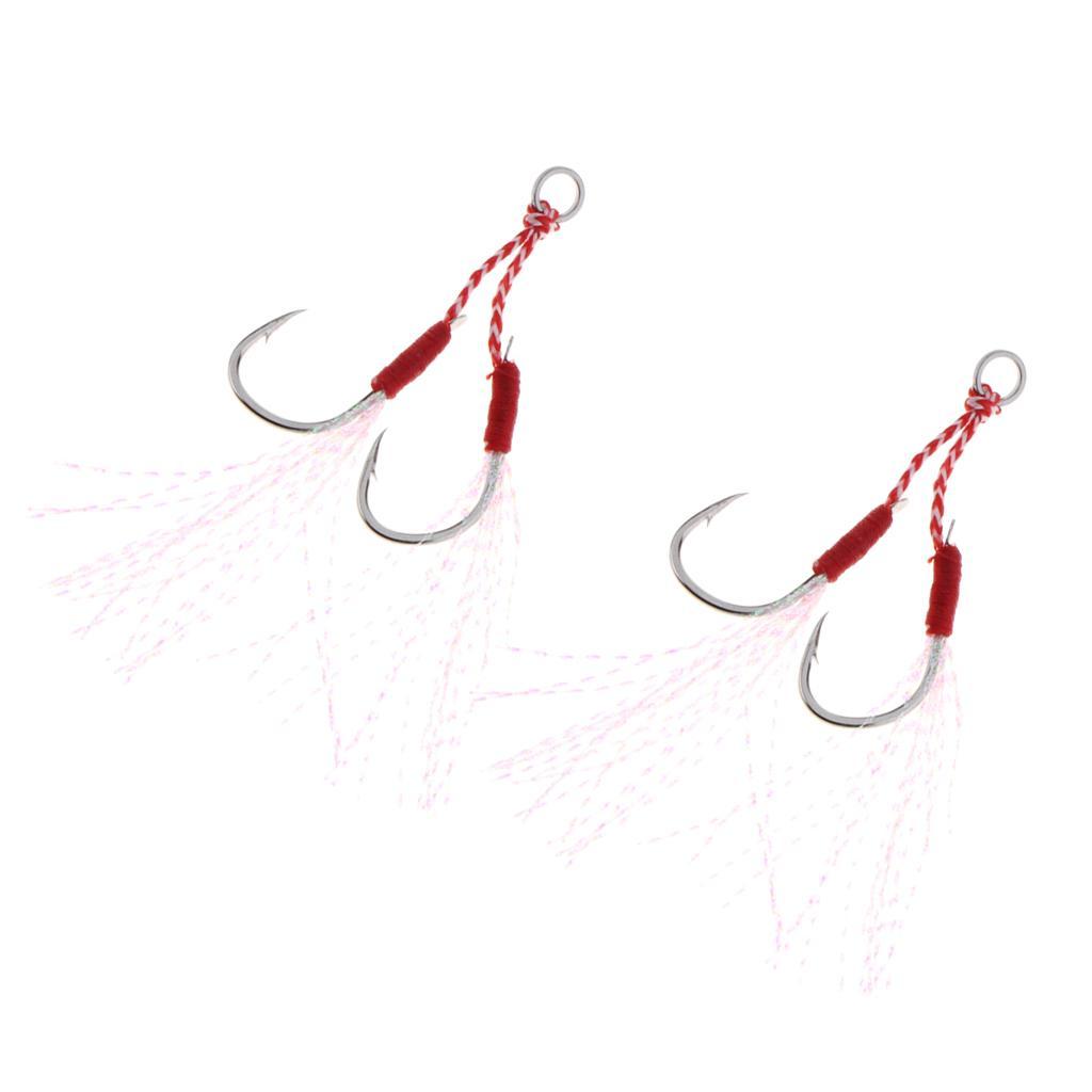 2pcs Stainless Steel Assist Hooks Sea Fishing Jigging Barbed Hooks 11