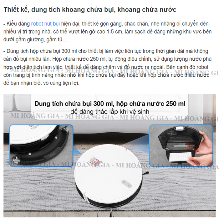 Robot hút bụi lau nhà Xiaomi Lydsto G2 kết nối app mihome bản quốc tế - Hàng nhập khẩu