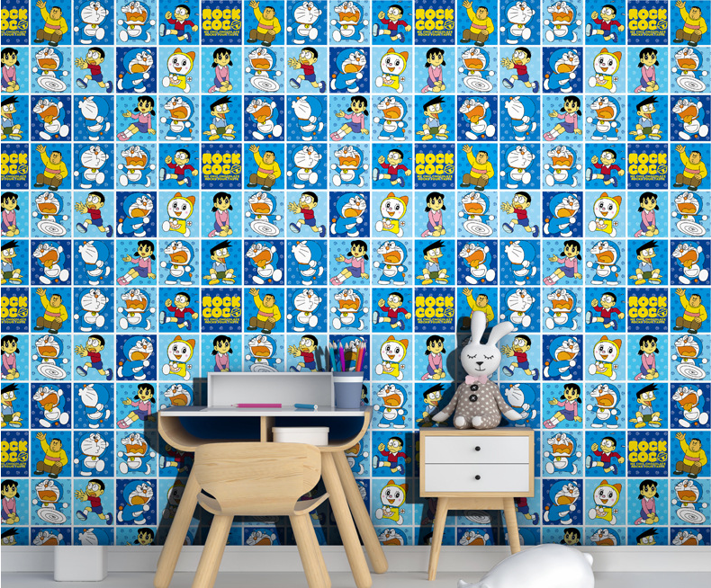 Combo 10 mét giấy dán tường, decal dán tường trang trí nhà cửa ĐÔ RÊ MON VÀ CÁC BẠN khổ 45cm