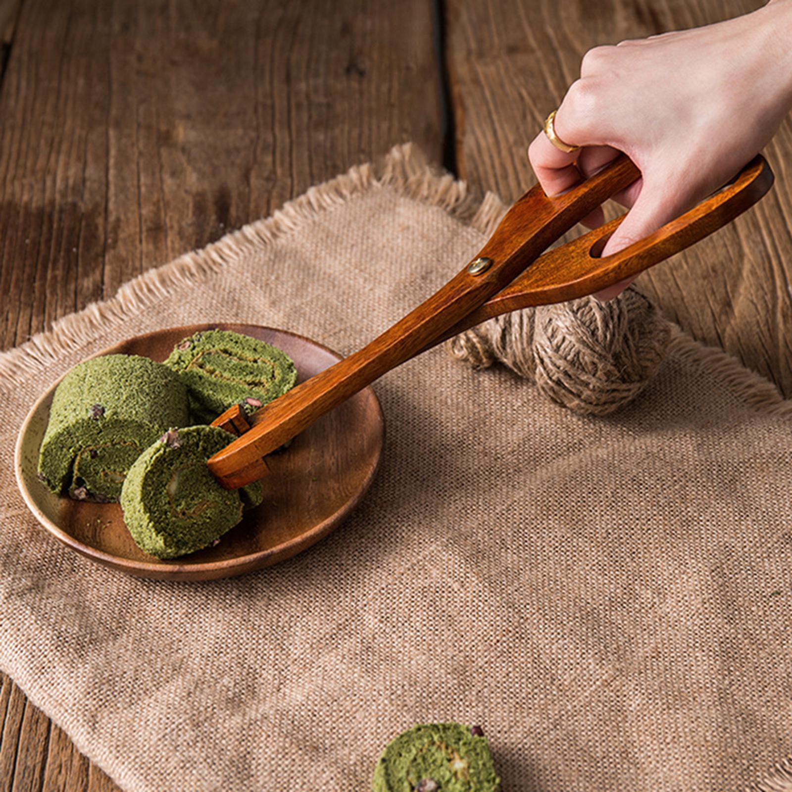 Wooden Baking  BBQ Food Serving  Toast  Scissors Tongs