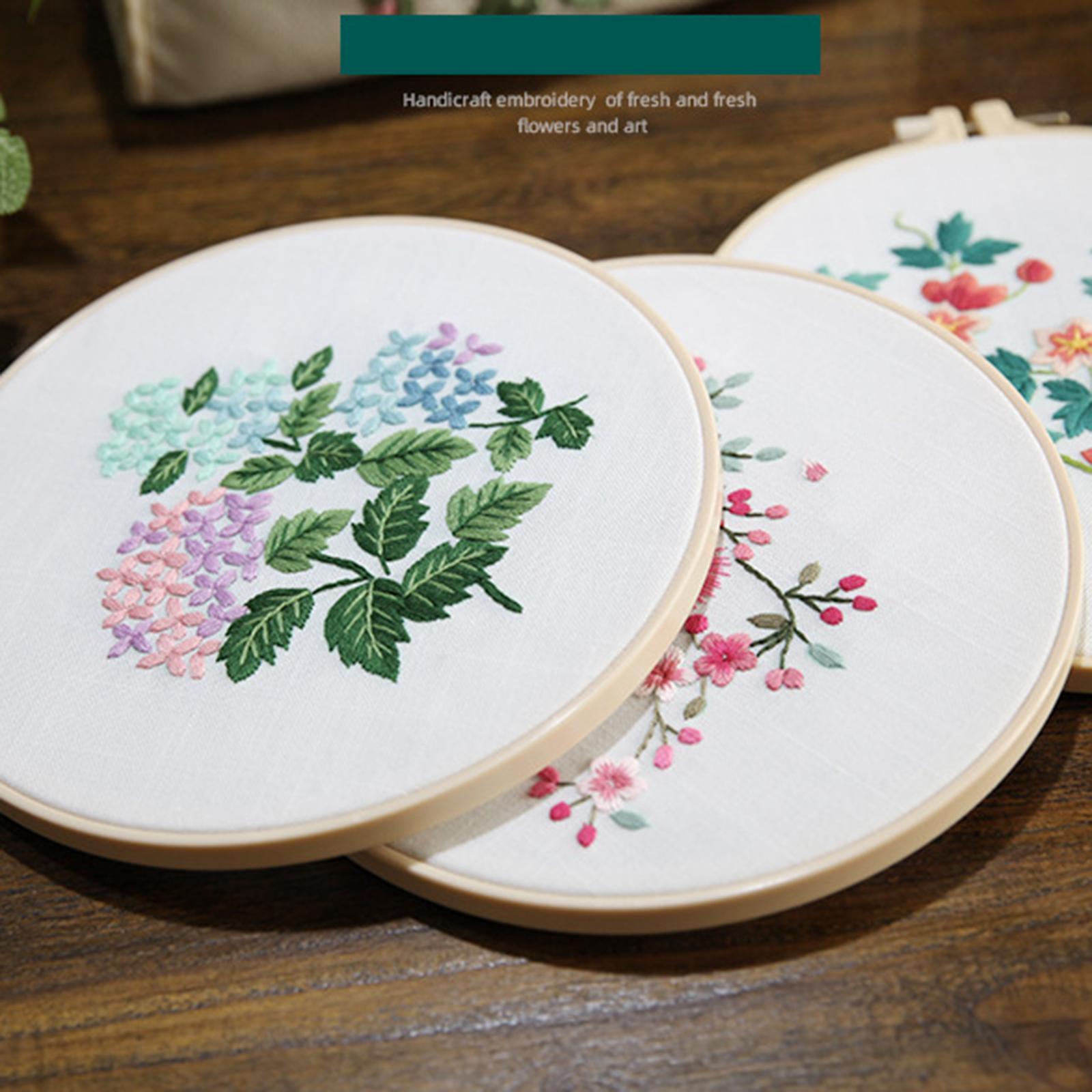 Embroidery starter Kit, Flower Pattern Cross Stitch for Beginners Adults, with Embroidery Hoop Cloth Thread Needlepoint Kit Floral Series