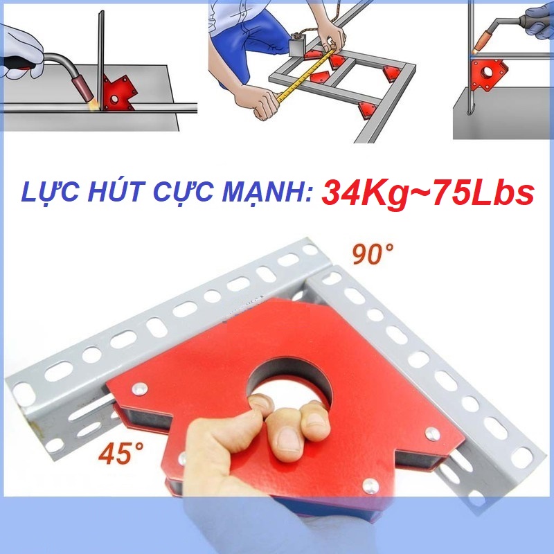 Bộ 4 ke góc nam châm lực hút 34Kg - Nam châm ke góc vuông tiện lợi dùng trong cơ khí