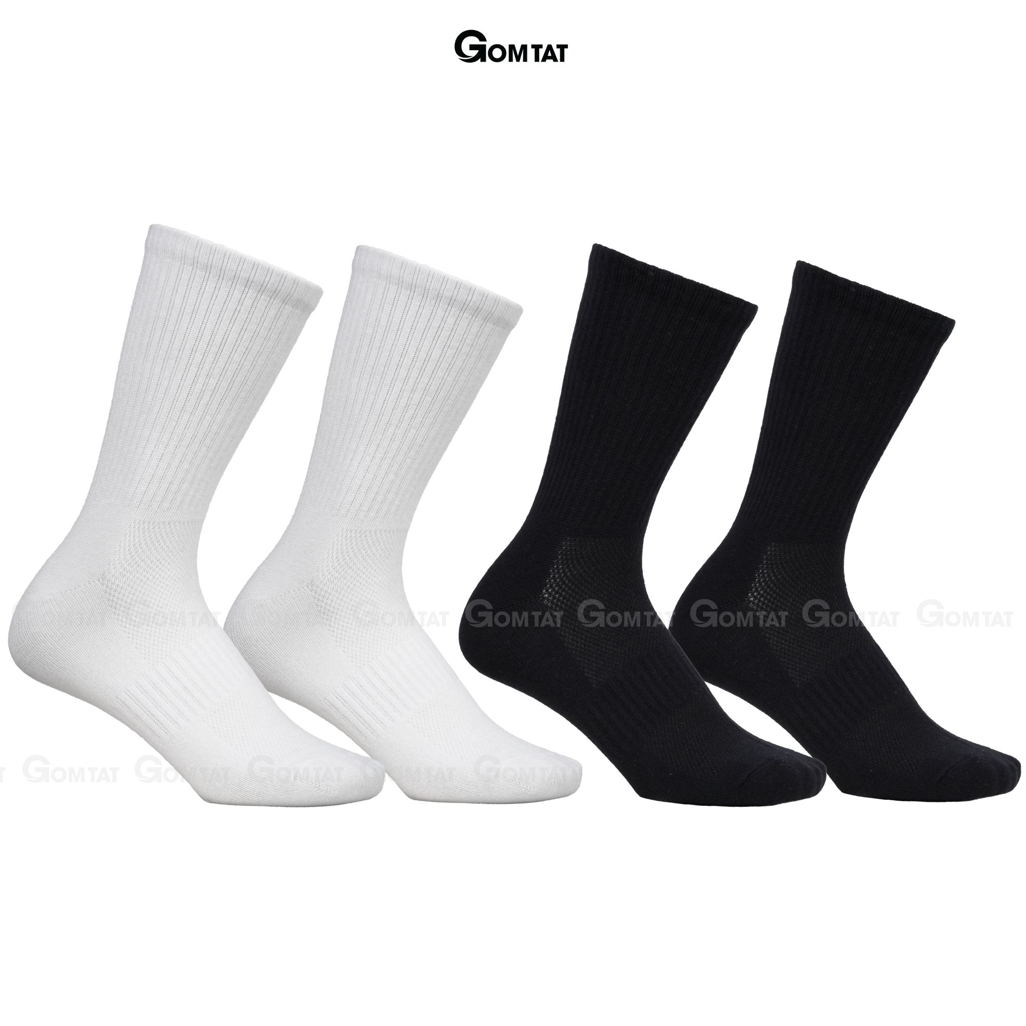 Combo 10 đôi tất vớ cổ cao nam nữ trơn màu GOMTAT chất liệu cotton cao cấp, hút ẩm thoáng khí - GOM-KLB-TRONCAO-CB10