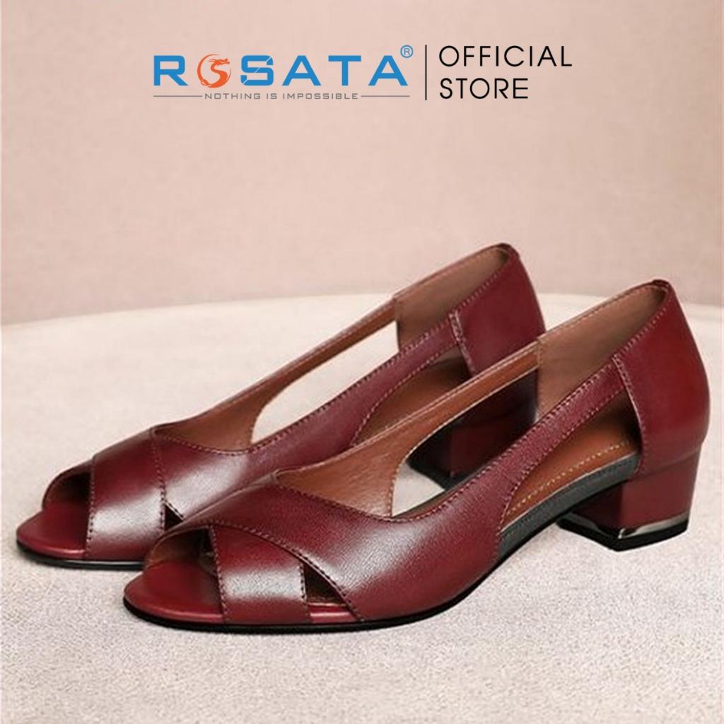 Giày sandal nữ ROSATA RO410 xỏ ngón mũi tròn quai hậu gót vuông cao 3cm xuất xứ Việt Nam - Đen