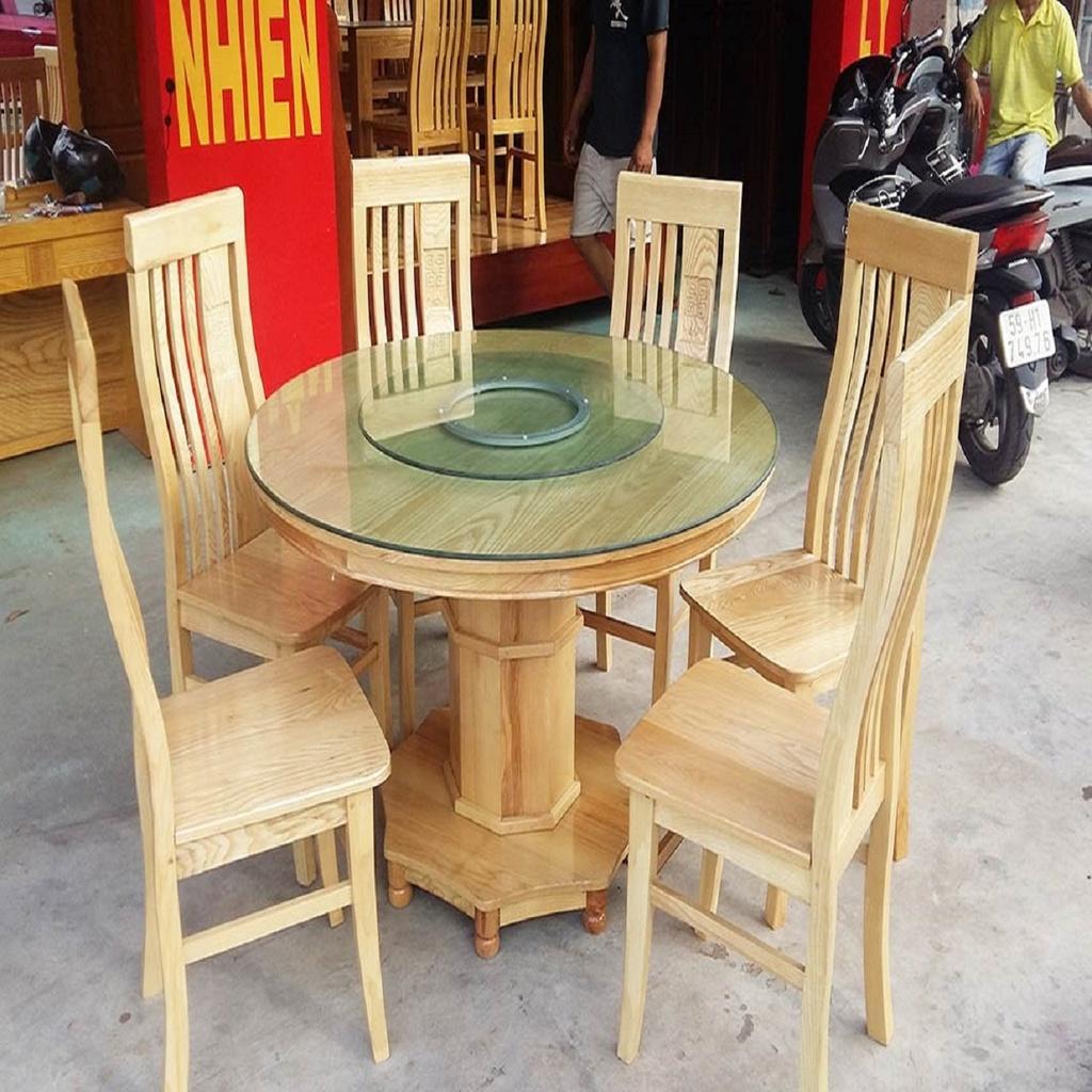 Bộ Bàn Ăn Tròn Gỗ Sồi Nga