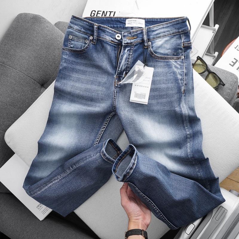 Quần bò nam màu xám slimfit co giãn VNXK cao cấp