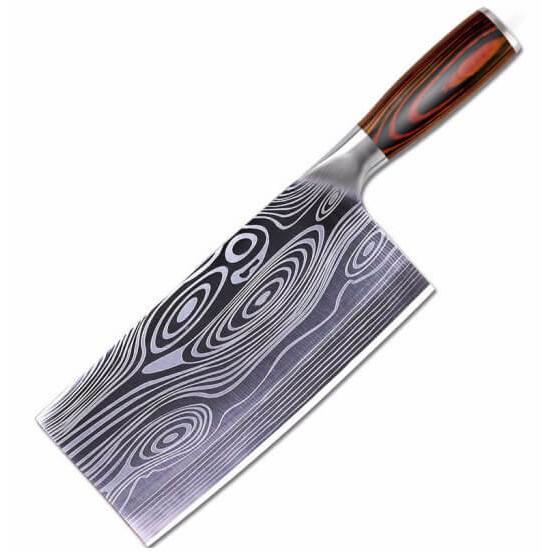 Dao bếp, dao thái ,chặt gà vịt không rỉ, bản rộng mặt dao hoa văn phong thủy, hàng xịn VDT117 - TOPCOMSHOP