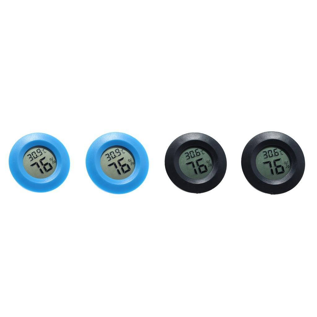 4x Mini Round Digital Humidity Tank Hydrometer Thermometer for Reptile Amphibian