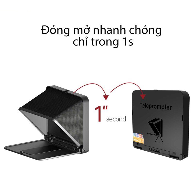 Lensgo Teleprompter TC7 - Máy Nhắc Chữ Mini Cho Biên Tập Viên, MC Truyền Hình, Kích Thước Nhỏ Gọn, Dùng Cho Điện Thoại, Máy Ảnh - Hàng Chính Hãng